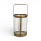 7" Gold Glass Tabletop Lantern Candle Holder