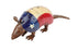 16" Red Off White And Blue Metal Armadillo Tabletop Sculpture