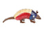 16" Red Off White And Blue Metal Armadillo Tabletop Sculpture