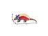 16" Red Off White And Blue Metal Armadillo Tabletop Sculpture