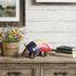 16" Red Off White And Blue Metal Armadillo Tabletop Sculpture