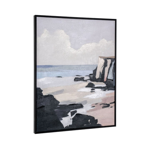 Pacific Edge I Hand Painted Black Floater Frame Wall Art