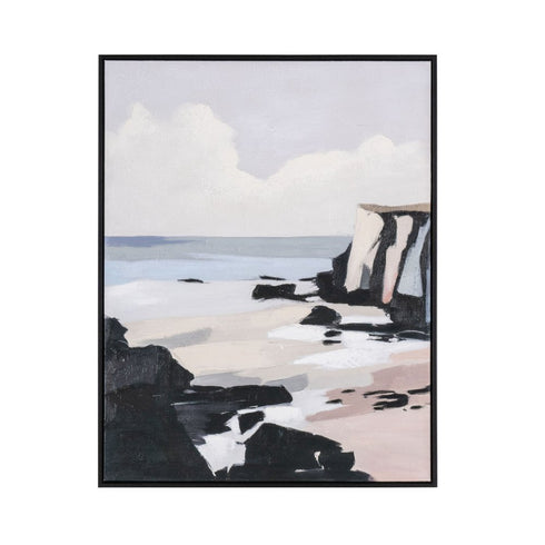 Pacific Edge I Hand Painted Black Floater Frame Wall Art