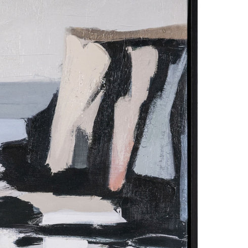 Pacific Edge I Hand Painted Black Floater Frame Wall Art