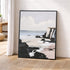 Pacific Edge I Hand Painted Black Floater Frame Wall Art