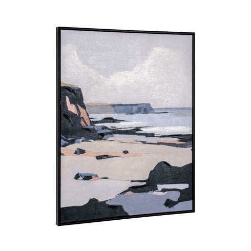 Pacific Edge II Hand Painted Black Floater Frame Wall Art