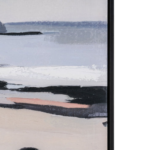 Pacific Edge II Hand Painted Black Floater Frame Wall Art