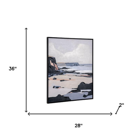 Pacific Edge II Hand Painted Black Floater Frame Wall Art