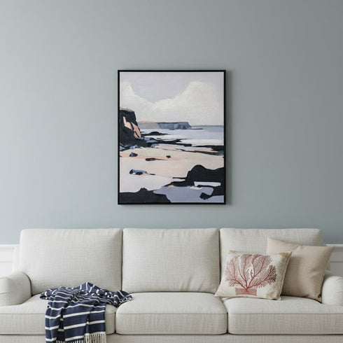 Pacific Edge II Hand Painted Black Floater Frame Wall Art