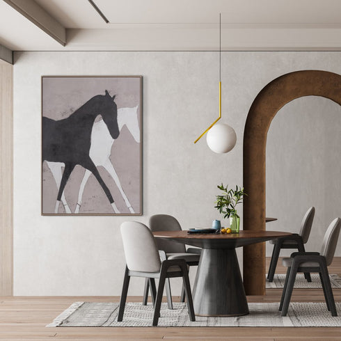 Gallop of the Divine Hand Painted Light Brown Floater Frame Wall Art