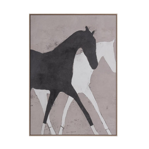 Gallop of the Divine Hand Painted Light Brown Floater Frame Wall Art