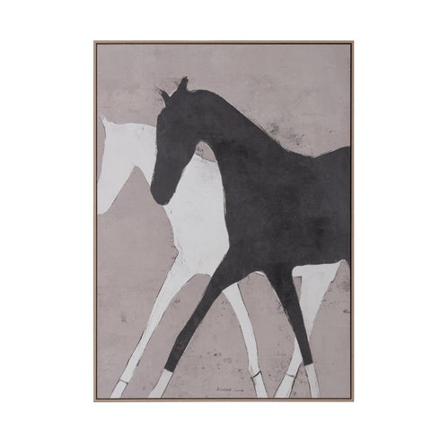 Gallop of the Divine Hand Painted Light Brown Floater Frame Wall Art