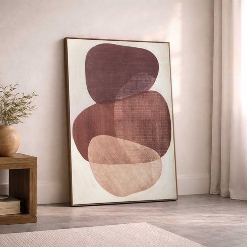 Earthen Strata I Hand Painted Dark Brown Floater Frame Wall Art