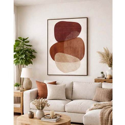 Earthen Strata I Hand Painted Dark Brown Floater Frame Wall Art