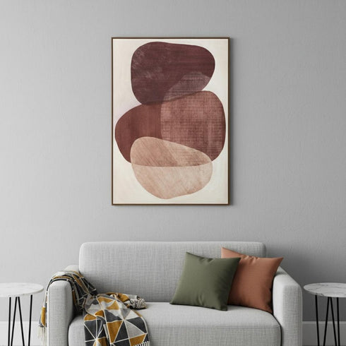 Earthen Strata I Hand Painted Dark Brown Floater Frame Wall Art