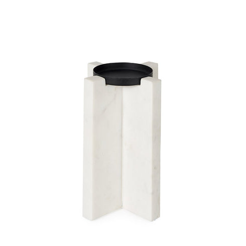 8" White Marble Tabletop Candle Holder