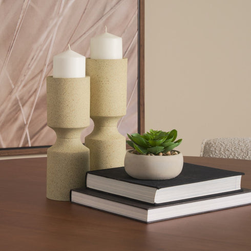 11" Beige Metal Tabletop Votive Candle Holder
