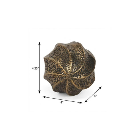 4" Antiqued Gold Metal Sphere Tabletop Sculpture