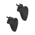 Set of Two Black Metal Bull Decorative Wall Sculpture