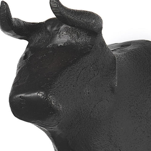 Set of Two Black Metal Bull Decorative Wall Sculpture