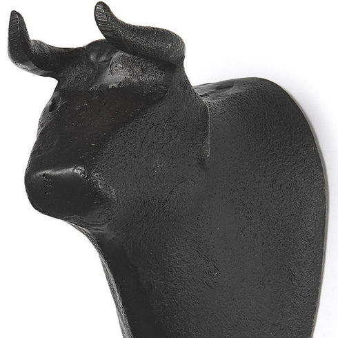Set of Two Black Metal Bull Decorative Wall Sculpture
