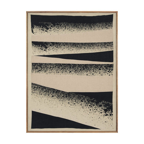 Revelin Large Fabric Collage Framed Linen Framed Wall Art Brown Framed Wall Art