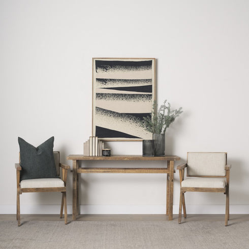 Revelin Large Fabric Collage Framed Linen Framed Wall Art Brown Framed Wall Art