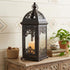 15" Black Glass Floor Candelabra Candle Holder