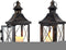Set of Two Black Glass Floor Candelabra Candle Holders