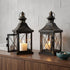 Set of Two Black Glass Floor Candelabra Candle Holders