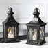 Set of Two Black Glass Floor Candelabra Candle Holders