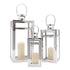Set of Three Silver Glass Floor Candelabra Candle Holders