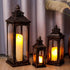 Set of Three Black Glass Floor Candelabra Candle Holders