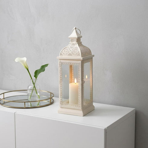 19" White Glass Floor Candelabra Candle Holder