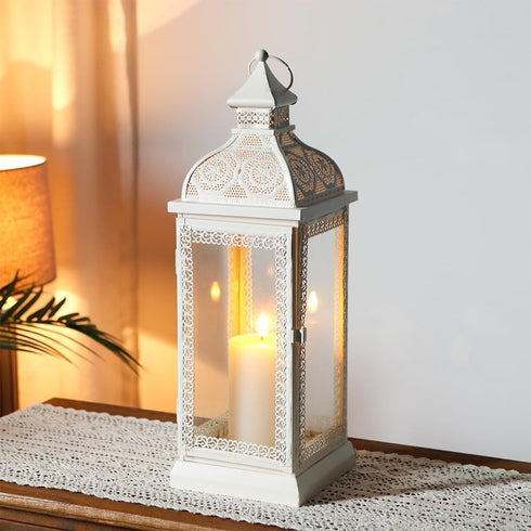19" White Glass Floor Candelabra Candle Holder