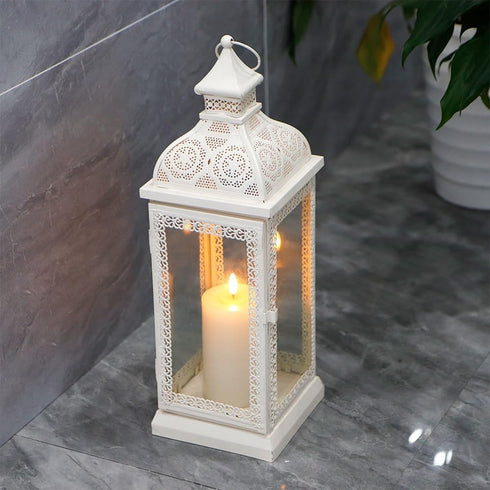 19" White Glass Floor Candelabra Candle Holder