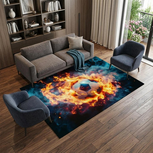6' X 9' Black Red And Orange Abstract Area Rug
