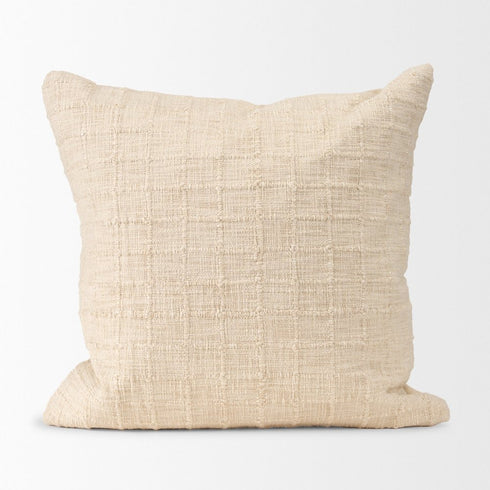 22" Ivory Cotton Blend Throw Pillow Cover