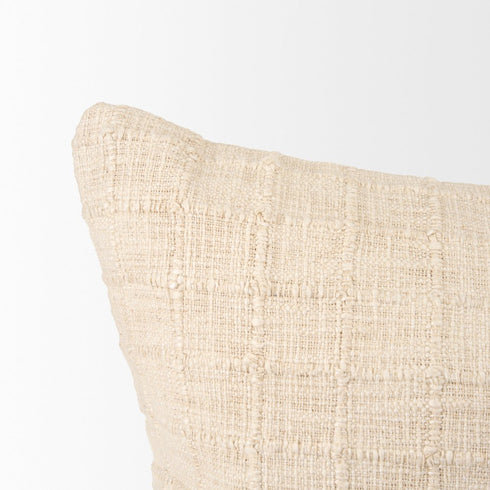 22" Ivory Cotton Blend Throw Pillow Cover