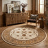 8' X 8' Cream And Beige Abstract Round Rug