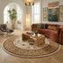 8' X 8' Cream And Beige Abstract Round Rug