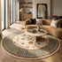 8' X 8' Cream And Blue Abstract Round Rug