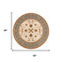 8' X 8' Cream And Blue Abstract Round Rug