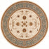 8' X 8' Cream And Blue Abstract Round Rug