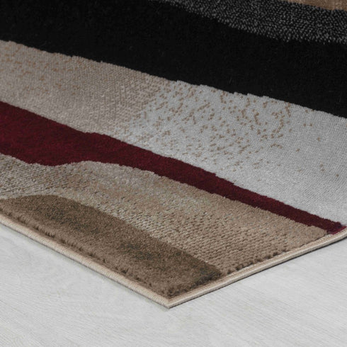 7' Brown And Red Abstract Area Rug