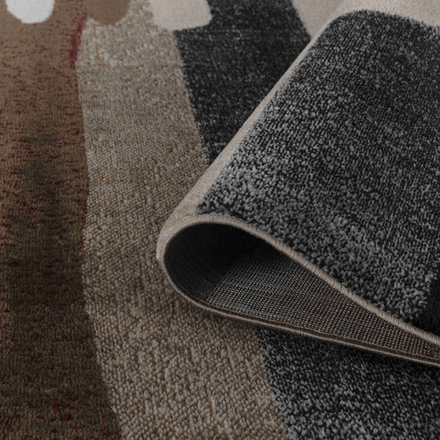 7' Brown And Red Abstract Area Rug