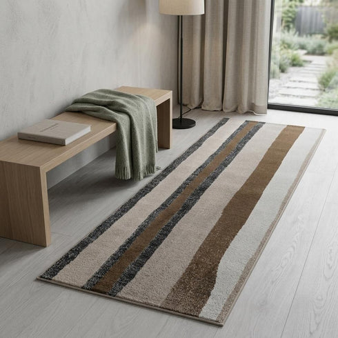7' Brown And Red Abstract Area Rug
