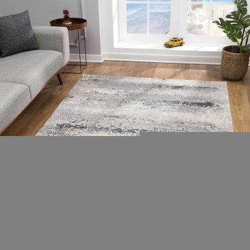8' X 11' Gray And Beige Abstract Area Rug