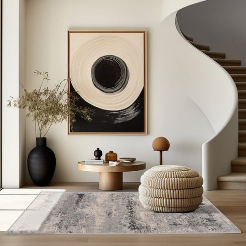 8' X 11' Gray And Beige Abstract Area Rug