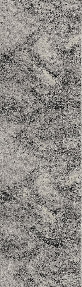 6' Gray And Black Abstract Runner Rug